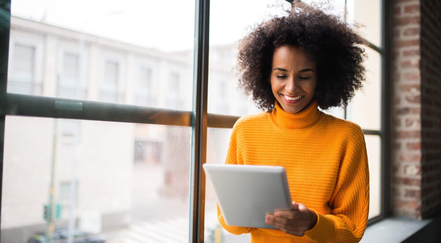 Woman looking at a laptop