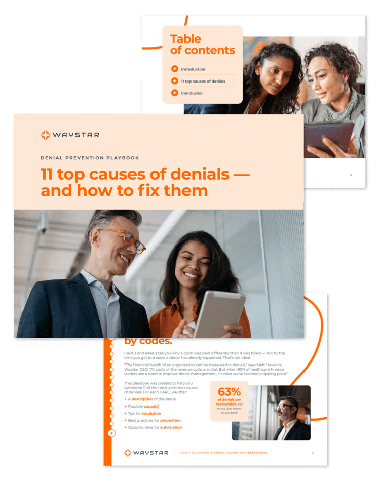 A thumbnail image of the first 3 pages of the Denial Prevention Playbook